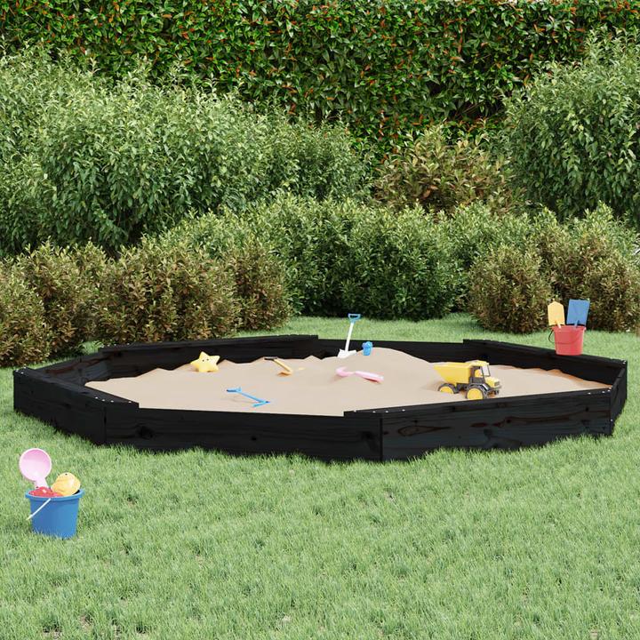 Actual product image VidaXL Sandkasten mit Sitzen Schwarz Achteck Massivholz