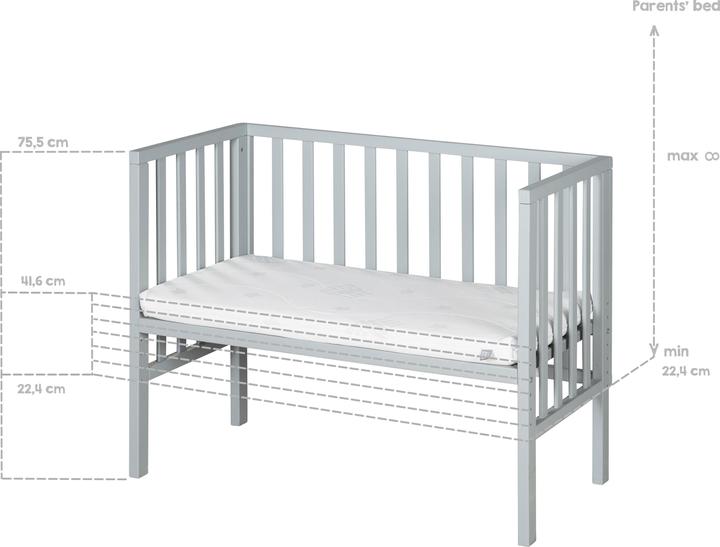 Produktbild Roba Beistellbett 2in1 mit Barriere + Matratze