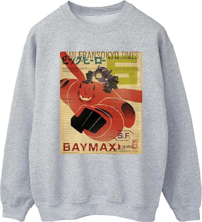Disney Big Hero 6 Baymax Flying Baymax Newspaper Sweatshirt (M)
