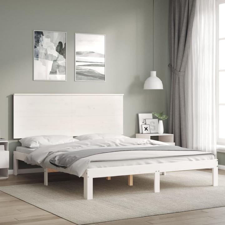 Actual product image VidaXL Massivholzbett mit Kopfteil Weiss 5FT King Size (150 x 200 cm)