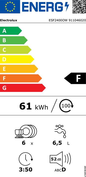 Etichetta energetica Electrolux ESF2400OW