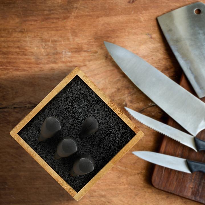 Actual product image Relaxdays Bamboo Knife Block, Empty