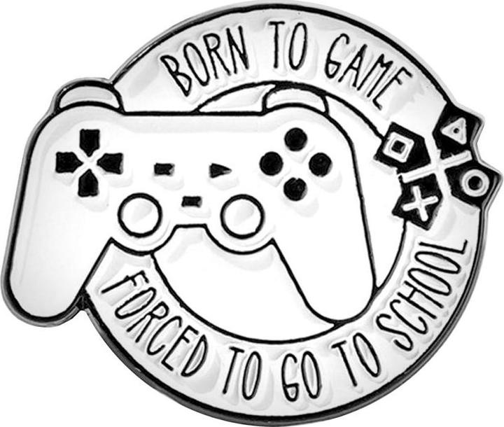 JTI Brosche, Metall - Born to Game