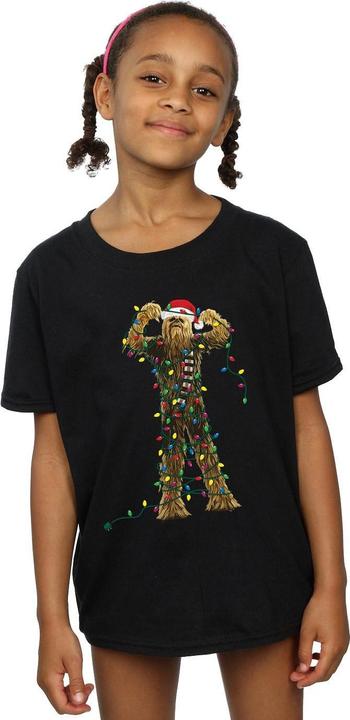 Actual product image Star Wars Girls Chewbacca Christmas Lights Cotton T-Shirt (116)