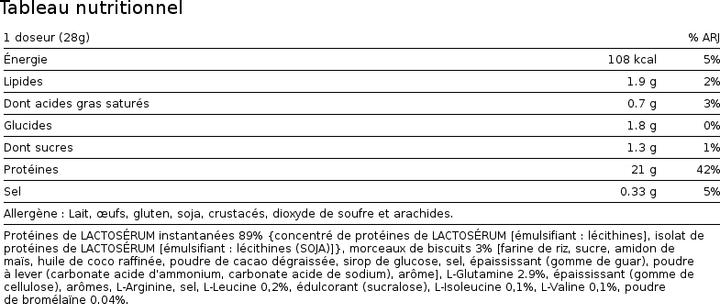 Valeurs nutritives et ingrédients Biotech USA 100 Whey pur (Fraise, 1 pcs, 2270 g)