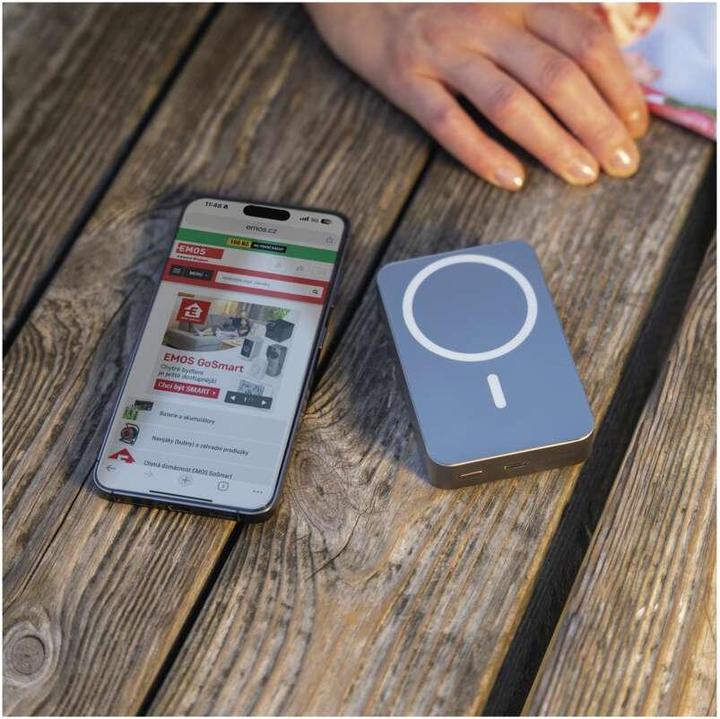 Immagine prodotto Emos Powerbank WI 1046, 10 000 mAh, 20 W+Wireless, grigio (10000 mAh, 20 W, 38.50 Wh)