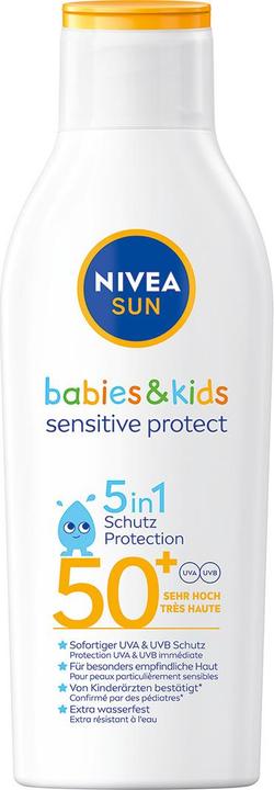 Immagine prodotto NIVEA Lozione Sun Babies & Kids Sensitive Protect (Crema solare, SPF 50, 200 ml, 236 g)