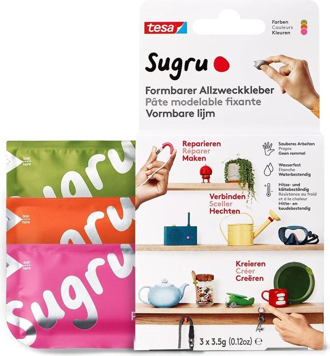Actual product image Sugru by tesa Sugru 3x mouldable all-purpose adhesive, versatile adhesive putty for decorating, gluing & repairing (10.50 g)