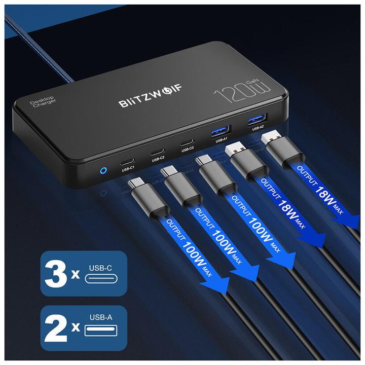 Actual product image BlitzWolf Charging Station BW-i100 5in1 120W (120 W)