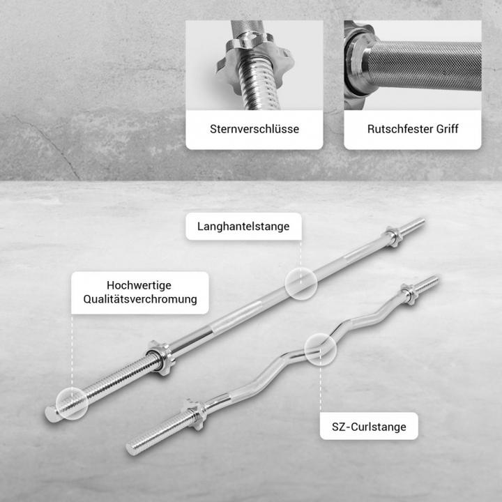 Image du produit Gorilla Sports Barre d'haltère long et barre Sz Curl