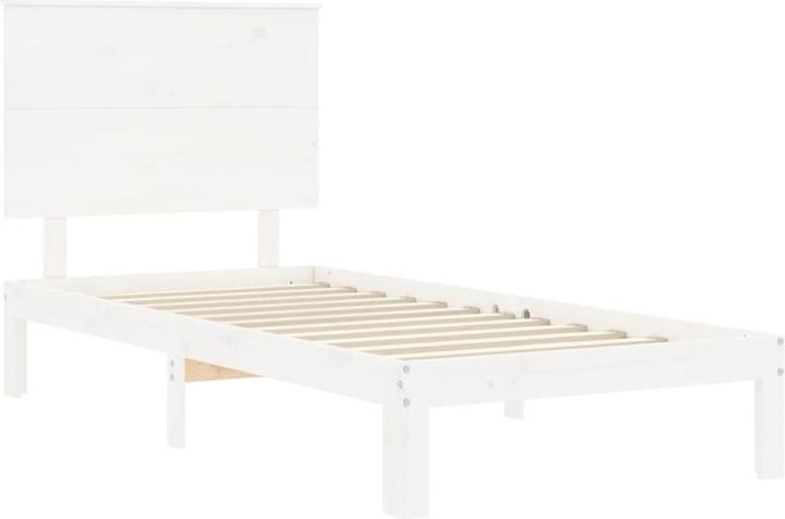 Produktbild VidaXL Massivholzbett mit Kopfteil Weiss 3FT Single (90 x 190 cm)