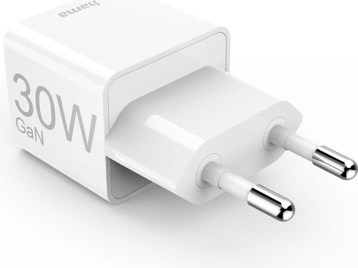 Produktbild Hama Schnellladegerät, USB-C, PD/Qualcomm®/GaN, Mini-Ladegerät, 30 W, Weiss (30 W)