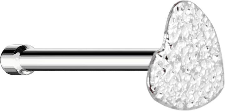 Produktbild Star Piercing Nasenstecker gerade silber mit sandgestrahltem Herz silber (ohne Messing, Chirurgenstahl 316L)