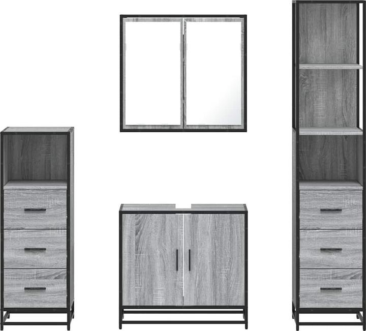 VidaXL 4-piece bathroom furniture set Grey Sonoma wood-based bathroom furniture set