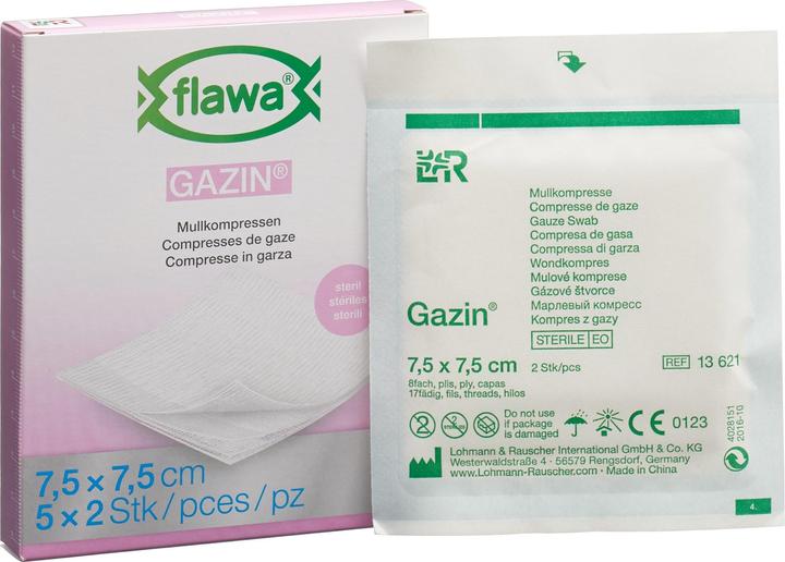 Actual product image Flawa Gazin Mullkompressen 7.5x7.5cm steril