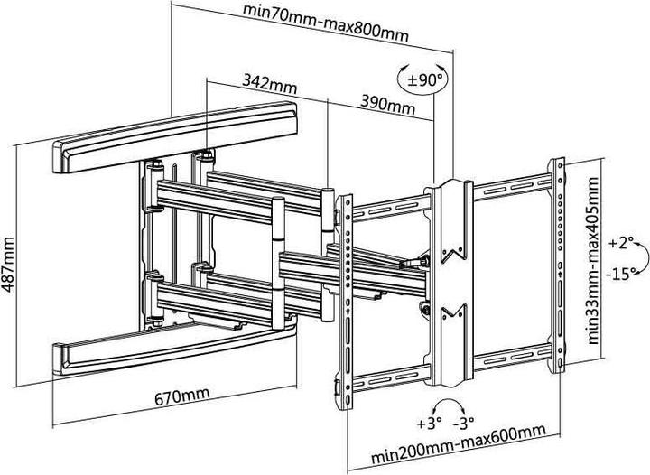 Actual product image Xantron TV wall mount white 80cm extension (Wall, 80", 70 kg)