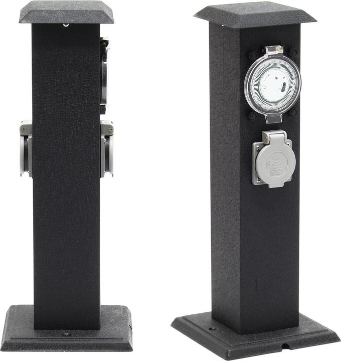 Actual product image Wiltec Outdoor Double-socket Socket Strip 2 Sockets Metal Housing IP44 Timer without Cable