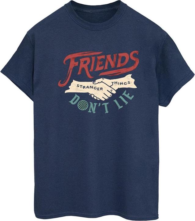 Actual product image Netflix Womens/Ladies Stranger Things Friends Don't Lie Hands Cotton Boyfriend T-Shirt (M)