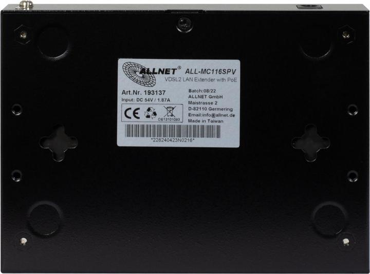 Produktbild Allnet Punkt-zu-Punkt Modem VDSL2 Vectoring via 2-Draht mit PoE unmanaged ALL-MC116SPV-VDSL2