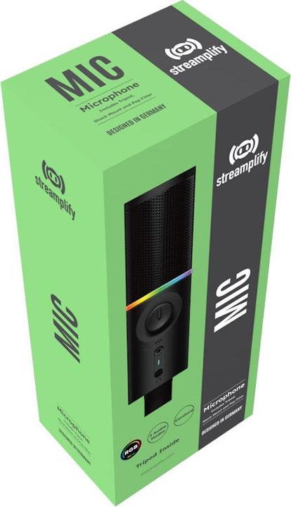 Actual product image Streamplify MIC RGB Microphone, USB-A, black - incl. tribrach