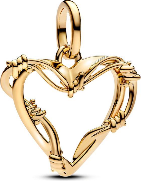 Pandora Medallions Wire Heart dangle Charm (14K vergoldet)