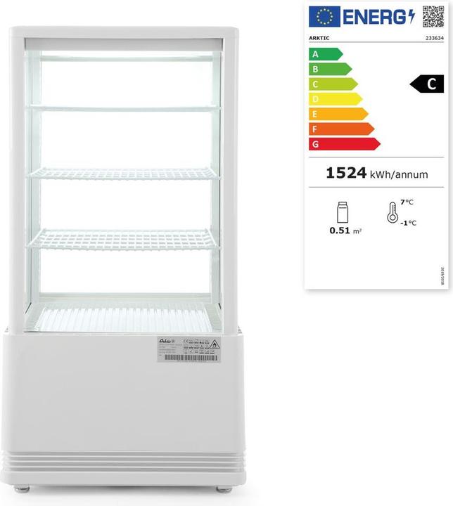Energie-Label Hendi Aufsatz Kühlvitrine 68 Liter 452x406x(H)891mm - sc (68 l)