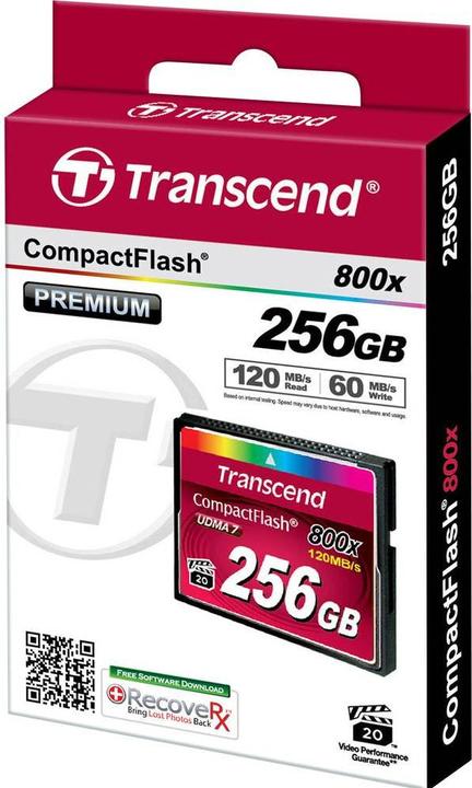 Actual product image Transcend CF Card 256GB MLC 800x R: 120M (256 GB, CF)