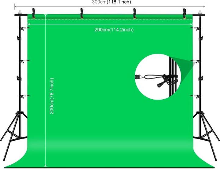 Produktbild Puluz Green Screen Studio Hintergrund Kit (300 cm, 200 cm)