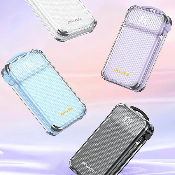 Actual product image Awei PowerBank P89K 10000mAh 38,5W czarny/black + kable PD/Lightning (10000 mAh, 38.50 W)