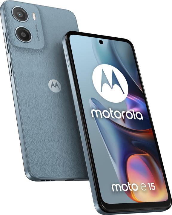 Motorola moto e15 (64 GB, Hellblau, 6.67", Dual SIM, 32 Mpx, 4G)