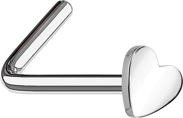 Image du produit Star Piercing Clou de nez coudé argent avec coeur (Titane G23, sans laiton)
