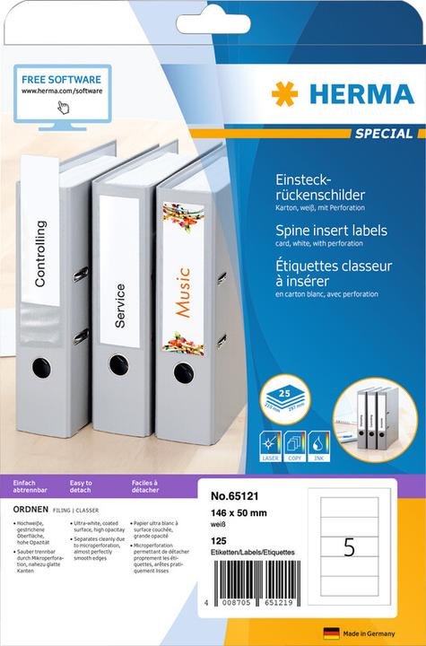 Actual product image Herma Folder spine labels A4