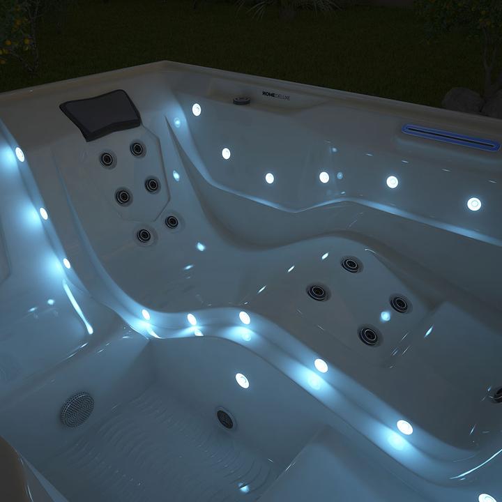 Produktbild Home Deluxe Outdoor Whirlpool HOME-STAR, 24 Massagedüsen LED, Treppe und Thermoabdeckung, 3 Personen (3 Pers.)