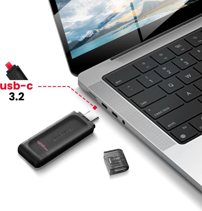 Actual product image Kingston DataTraveler 70 (128 GB, USB-C, USB 3.2)
