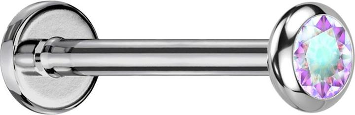 Produktbild Star Piercing Micro Threadless Labret silber Scheibe abgerundet Kristall multicolor (ohne Messing, Titan G23)