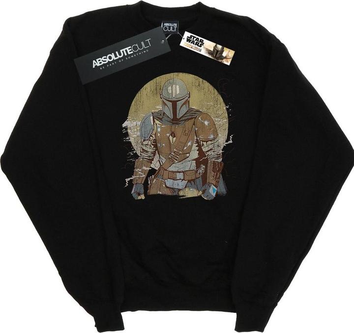 Actual product image Star Wars Mens The Mandalorian Distressed Warrior Sweatshirt (M)