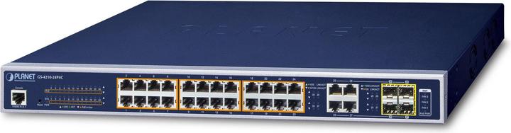 Productafbeelding Planet 24 Poort 10/100/1000Mbps PoE 4 Poort Gigabit ComboManaged Gigabit Switch 202W Stroomverbruik (24 Havens)
