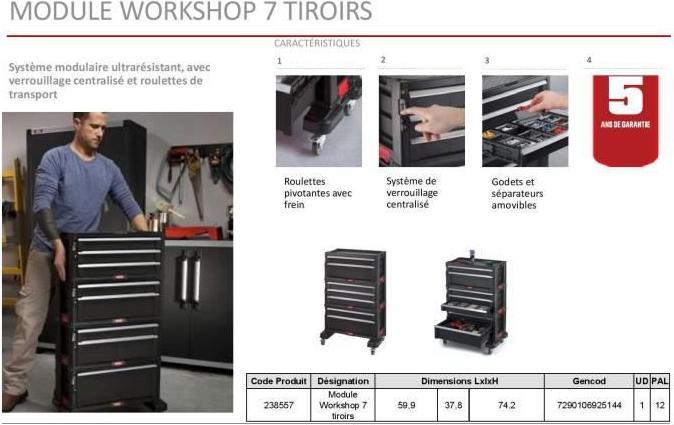 Image du produit Keter Tiroirs des chariots à outils (7 x)