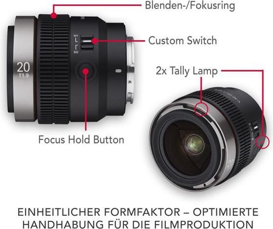 Actual product image Samyang V-AF 20mm F1.9 Sony E-mount (Sony E, full size, APS-C / DX)