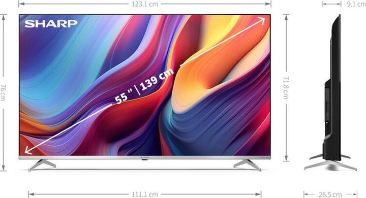 Immagine prodotto Sharp 55GP6265E 55" UHD Google Smart TV argento (55", LED, 4K, 2025)