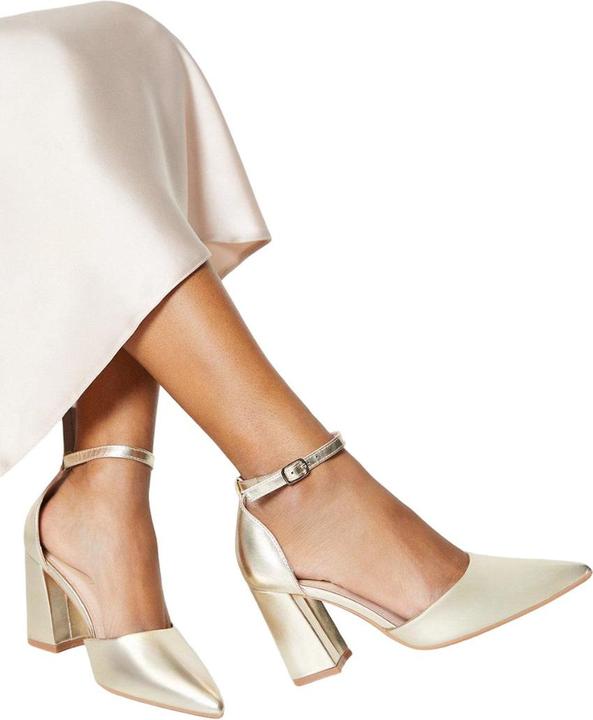 Actual product image Dorothy Perkins Womens/Ladies Blanche Pointed Ankle Strap High Block Heel Court Shoes (37)