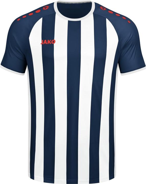 Fluorescent Red, White, Navy Blue
