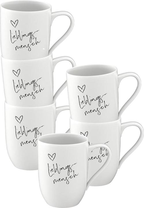 Actual product image Villeroy & Boch Multipack statement mug with handle Lieblingsmensch - 6 pieces (290 ml, 6 x)