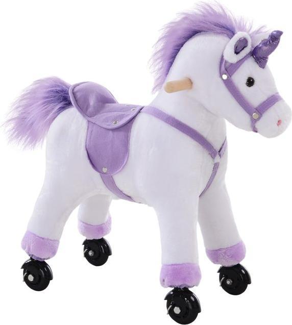 Image du produit Swisshandel24 Cheval à roulettes Jouer au cheval Animal d'équitation Locomotion Peluche Whinnying Violet 55 x 23