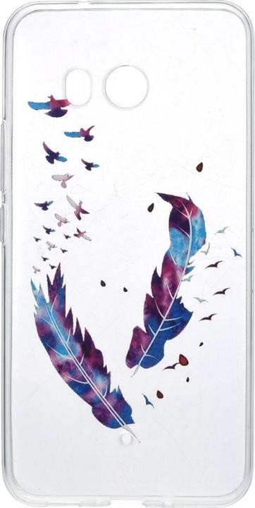 Produktbild König Design Henna Cover für Handy HTC U11 Case Schutz Hülle Silikon Bumper Etuis Federn Bunt (HTC U11)