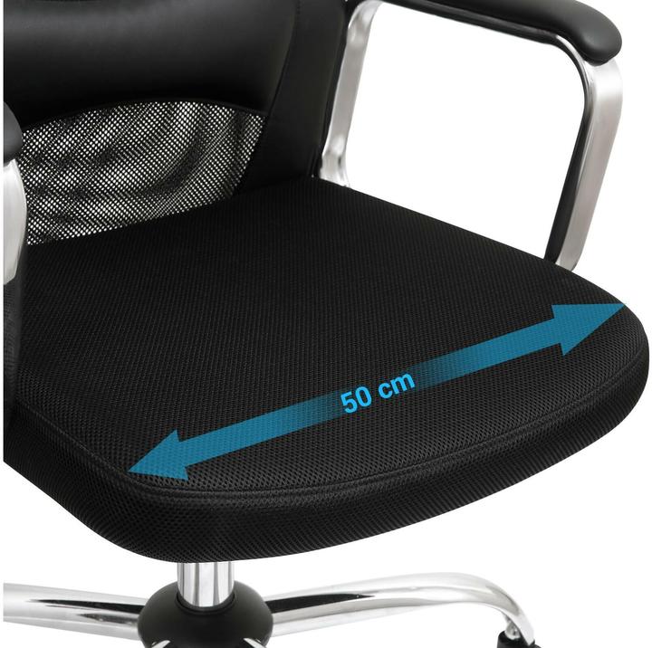 Produktbild Songmics Bürostuhl, OBN33BK Kunstleder schwarz, Gestell chrom