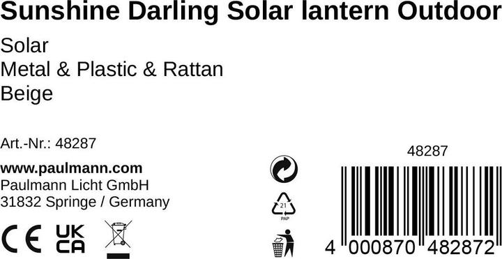 Nutritional values and ingredients Pauleen Solar Lantern Sunshine Darling (1 x)