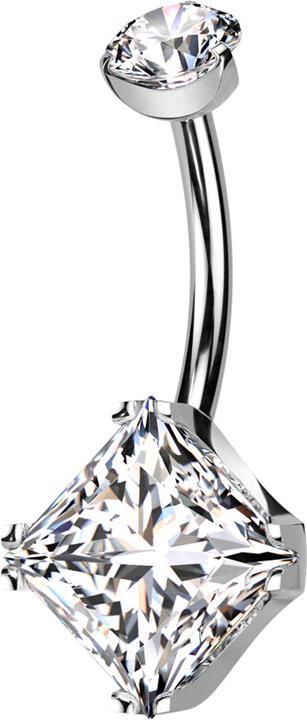 Produktbild Star Piercing Banane Innengewinde silber runder Kristall silber gefasst und quadrat Kristall silber gefasst (ohne Messing, Titan G23)