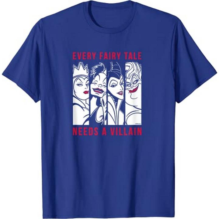 Actual product image Disney Mens Every Fairy Tale Needs A Villain Cotton T-Shirt (S)