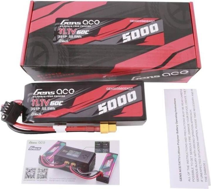 Immagine prodotto Gens Ace G-Tech 5000mAh 11.1V 60C 3S1P Lipo con spina XT60 (11.10 V, 5000 mAh)